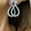 Round Cut White Sapphire Drop Earrings