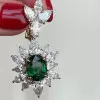 13.5ct Oval Cut  Emerald Sun Earrings in Gold