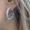 19.5ctw Pear Cut White Sapphire Hoop Earrings
