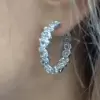 19.5ctw Pear Cut White Sapphire Hoop Earrings