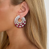 6.25ct Round Cut Ruby & White Sapphire Swirl Earrings