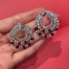 6.25ct Round Cut Ruby & White Sapphire Swirl Earrings