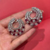 6.25ct Round Cut Ruby & White Sapphire Swirl Earrings