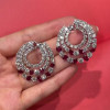 6.25ct Round Cut Ruby & White Sapphire Swirl Earrings