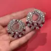 6.25ct Round Cut Ruby & White Sapphire Swirl Earrings