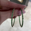 Round Cut Emerald Classic Hoop Earrings
