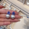 4ct Created Sapphire Pearl Drop Earrings