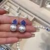 4ct Created Sapphire Pearl Drop Earrings