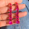14ctw Oval Cut Ruby & Fuchsia Sapphire Drop Earrings