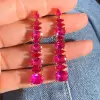 14ctw Oval Cut Ruby & Fuchsia Sapphire Drop Earrings
