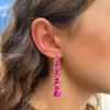 14ctw Oval Cut Ruby & Fuchsia Sapphire Drop Earrings