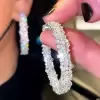 12.7ctw Multi-Cut White Sapphire Hoop Earrings