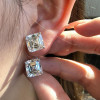 11ctw Asscher Cut White Sapphire Classic Stud Earrings