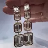 11.9ctw Emerald Cut White Sapphire Drop Earrings in Gold