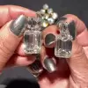 Emerald Cut White Sapphire Drop Earrings