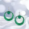 6.75ct Round Cut Emerald Sapphire Hoop Earrings