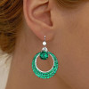 6.75ct Round Cut Emerald Sapphire Hoop Earrings
