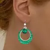 6.75ct Round Cut Emerald Sapphire Hoop Earrings