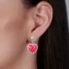 8ctw Princess Cut Ruby Heart Drop Earrings