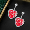 8ctw Princess Cut Ruby Heart Drop Earrings