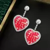 8ctw Princess Cut Ruby Heart Drop Earrings