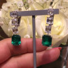 Emerald Cut White Sapphire&Emerald Stud Earrings