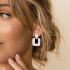 Round Cut White Sapphire Micro-paved Setting Square Hoop Earrings