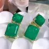 36ctw Cushion and Emerald Cut Drop Earrings