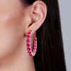 27ctw Round Cut Ruby Statement Hoop Earrings