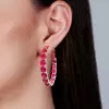 27ctw Round Cut Ruby Statement Hoop Earrings