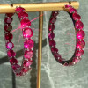 27ctw Round Cut Ruby Statement Hoop Earrings
