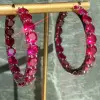 27ctw Round Cut Ruby Statement Hoop Earrings