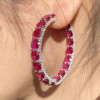 27ctw Round Cut Ruby Statement Hoop Earrings