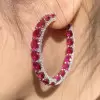 27ctw Round Cut Ruby Statement Hoop Earrings