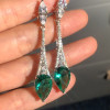 14ctw Pear Cut Emerald Art-deco Vintage Drop Earrings