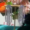 24ctw Round Cut White Sapphire Classic Chandelier Earrings