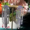 24ctw Round Cut White Sapphire Classic Chandelier Earrings