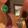24ctw Round Cut Emerald Stud Earrings in Gold