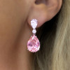 9ctw Pear Cut Aquamarine and Pink Sapphire Mismatched Earrings