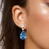 9ctw Pear Cut Aquamarine and Pink Sapphire Mismatched Earrings