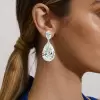 26ctw Huge Pear Cut White Sapphire Drop Earrings