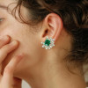 15ctw Asscher Cut Green Sapphire Cluster Stud Earring
