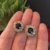 Art Deco Blue Sapphire Stud Earrings