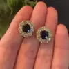 Art Deco Blue Sapphire Stud Earrings