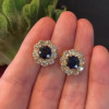 Art Deco Blue Sapphire Stud Earrings