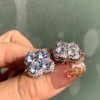 7ctw Round Cut Clustered Classic Clover Stud Earrings