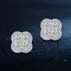 7ctw Round Cut Clustered Classic Clover Stud Earrings