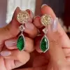 Octagon-shaped Colorful Sapphire Drop Earrings
