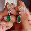 Octagon-shaped Colorful Sapphire Drop Earrings