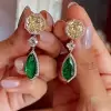Octagon-shaped Colorful Sapphire Drop Earrings